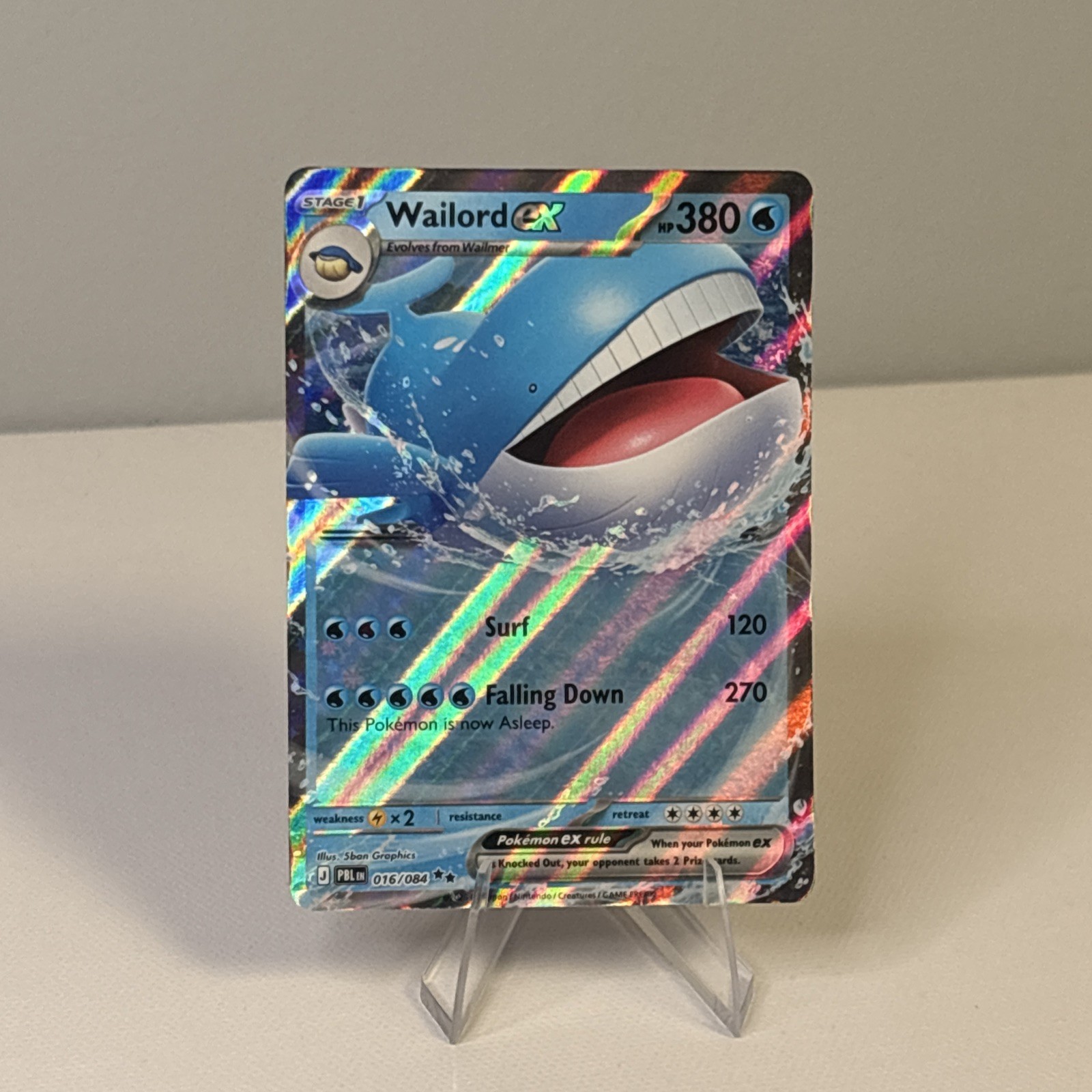 Pitch Black Wailord ex Pokemon Full Art Holo 380 HP Water Ultra Rare English