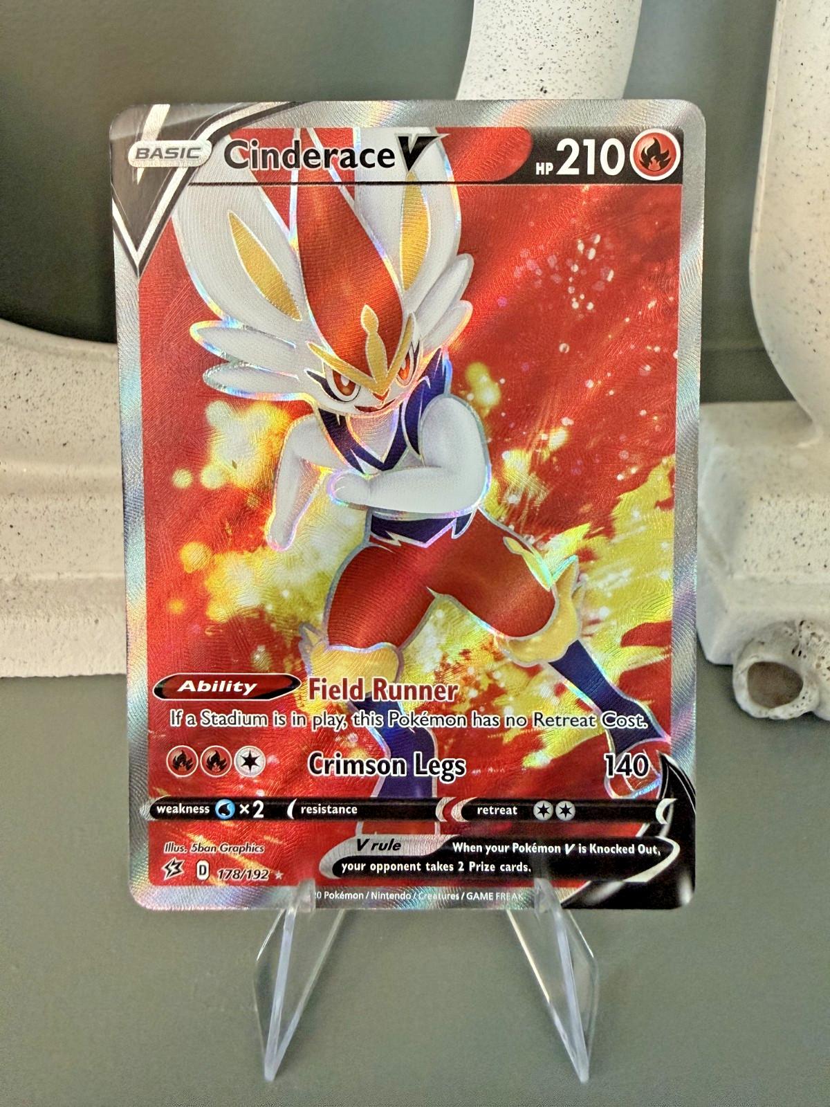 Cinderace V (Full Art) Holo Ultra Rare SWSH02: Rebel Clash 178/192 NM