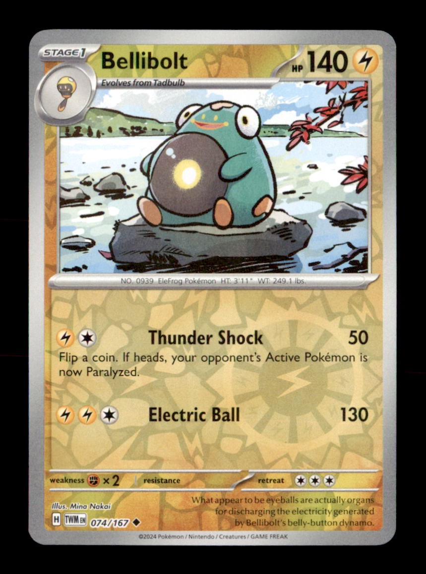 Bellibolt 074/167 Uncommon Twilight Masquerade Pokemon Reverse Holo Near Mint