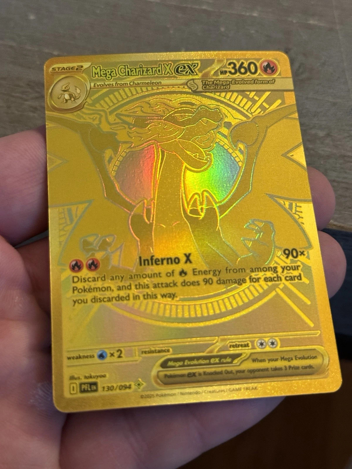 Mega Charizard X ex Gold Hyper Rare 130/094 Pokemon Phantasmal Flames Mint NM!