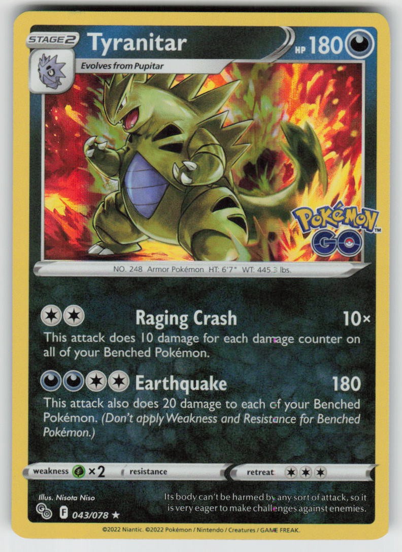 Holo Tyranitar 043/078 Rare Pokemon GO Near Mint