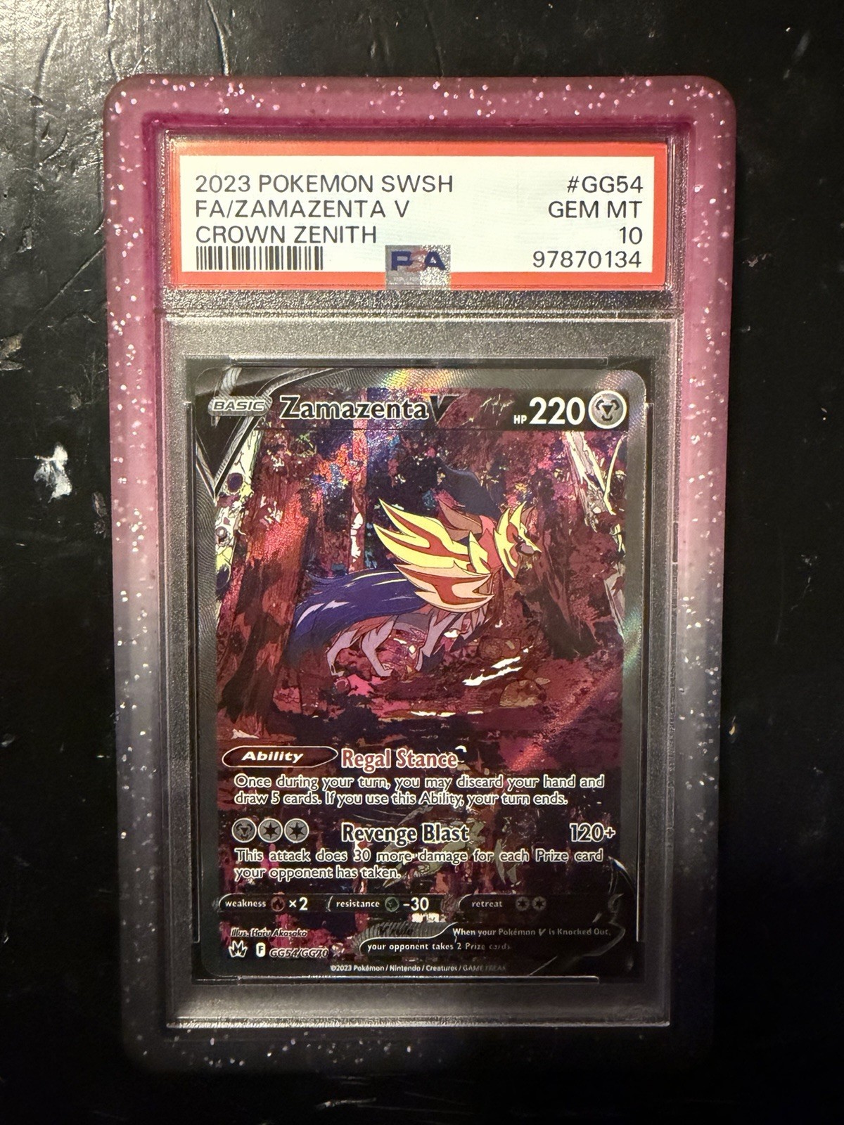 Pokémon TCG PSA 10 2023 Zamazenta V GG54/GG70 Crown Zenith GG Full Art Holo EN
