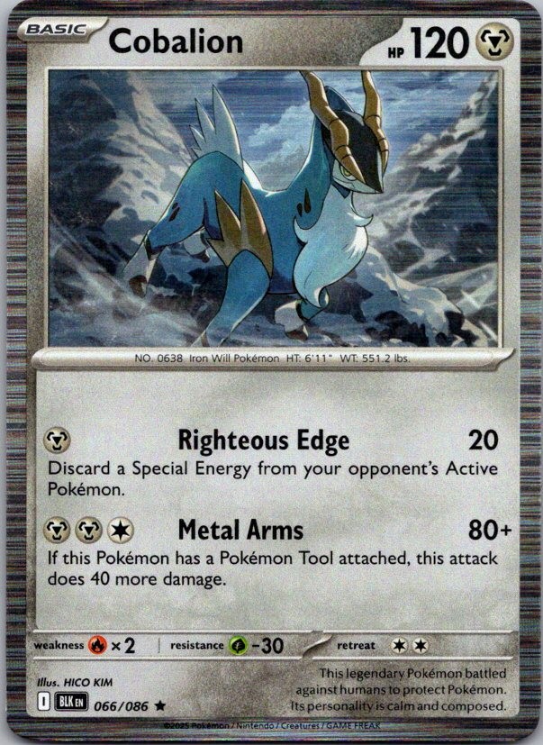 COBALION 066/086 HOLO BLACK BOLT POKEMON
