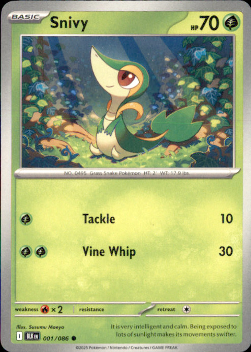 Snivy Common SV: Black Bolt 001/086 NM Susumu Maeya 2025