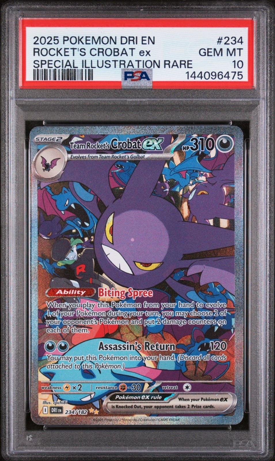 POKEMON Rocket’s Crobat Ex Destined Rivals Special Illustration Rare #234 PSA 10
