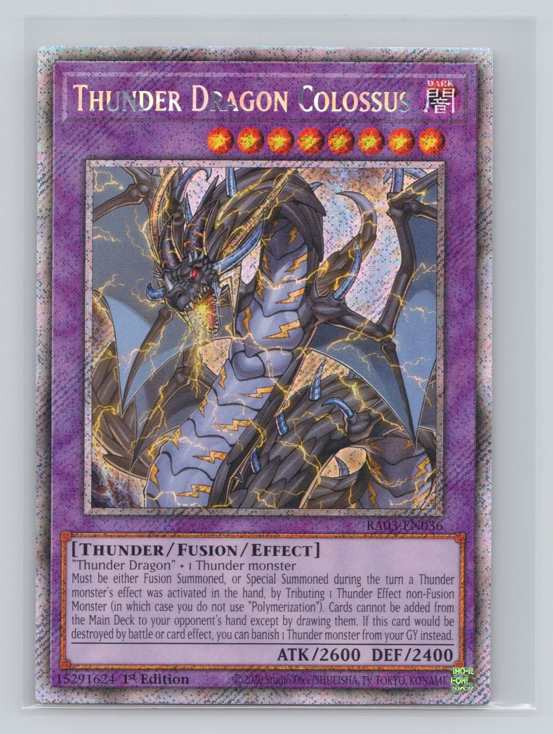 Thunder Dragon Colossus Platinum Secret Rare Quarter Century Bonanza RA03-EN036