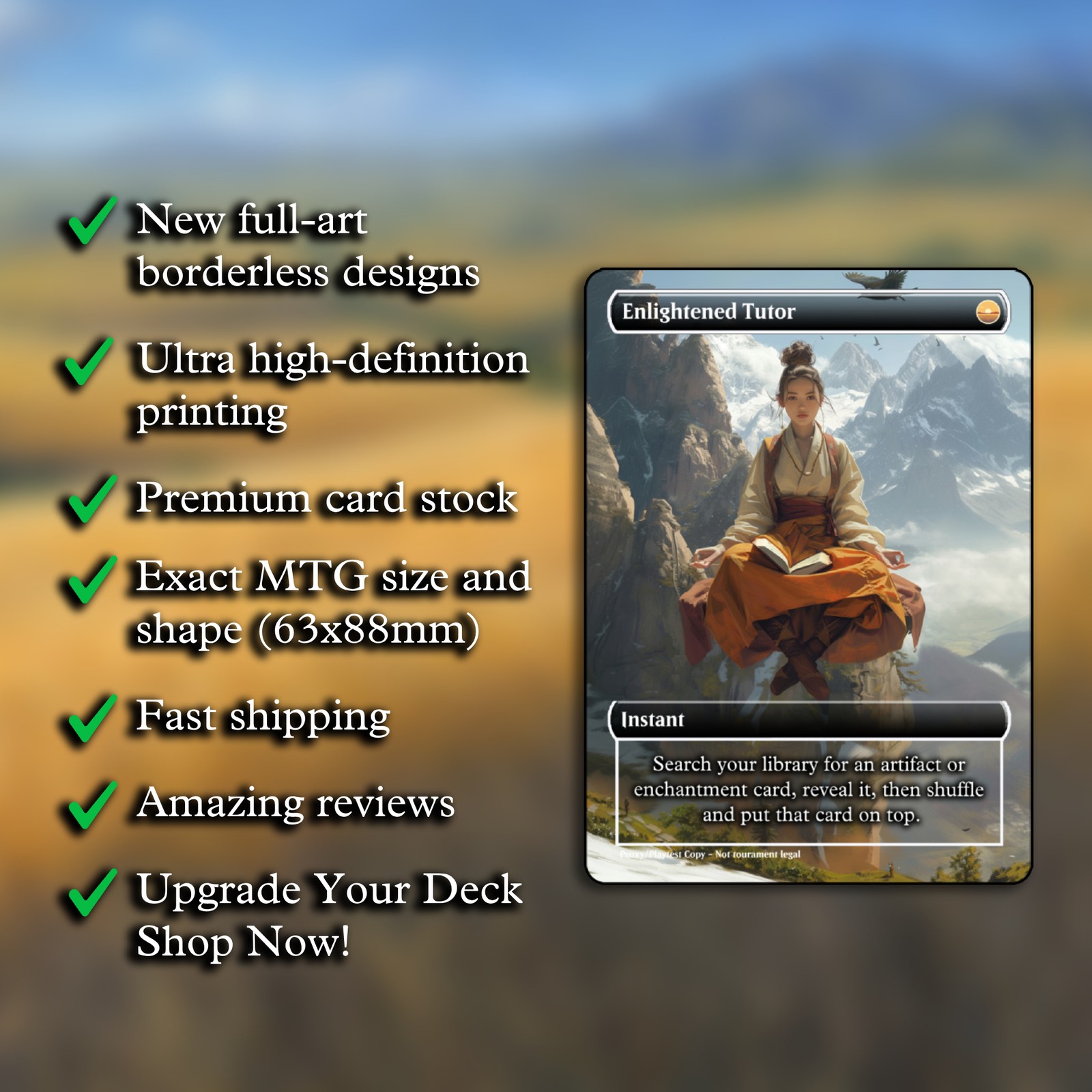 Enlightened Tutor MTG Playtest Card Custom Alt Art Commander Foil/Regular