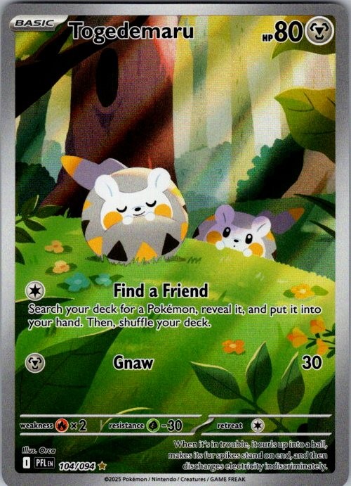 Togedemaru Holo Illustration Rare ME02: Phantasmal Flames 104/094 NM Bun Toujo