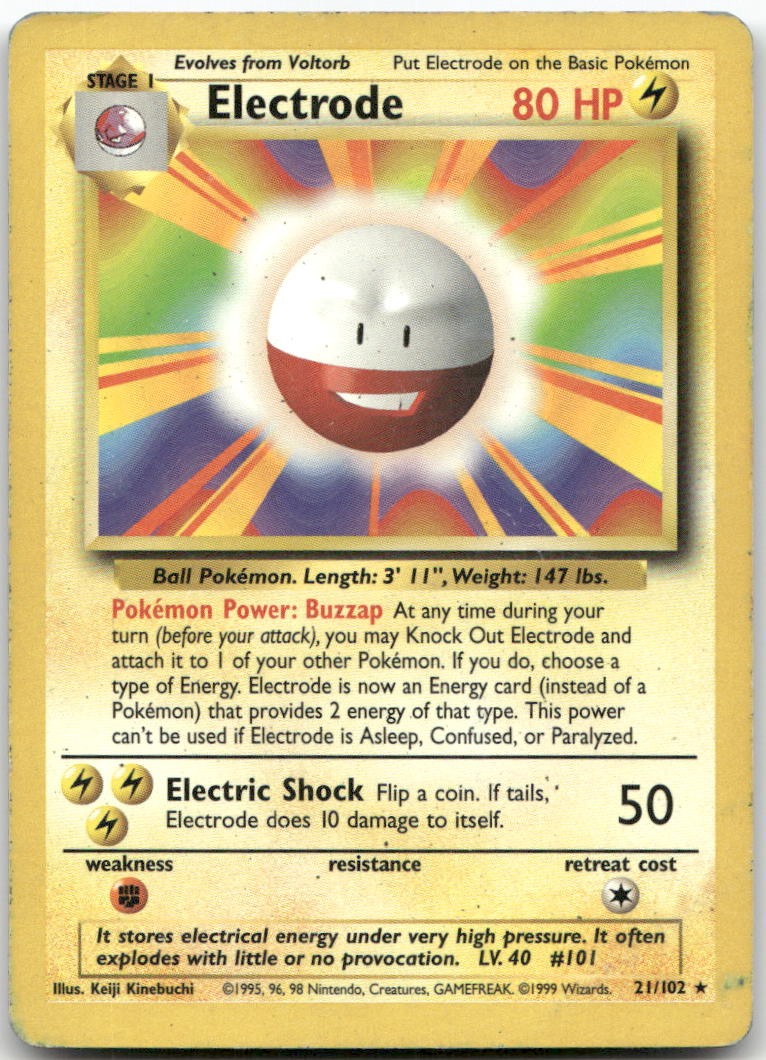 Electrode 21/102 Rare Base Set Unlimited Pokemon MP