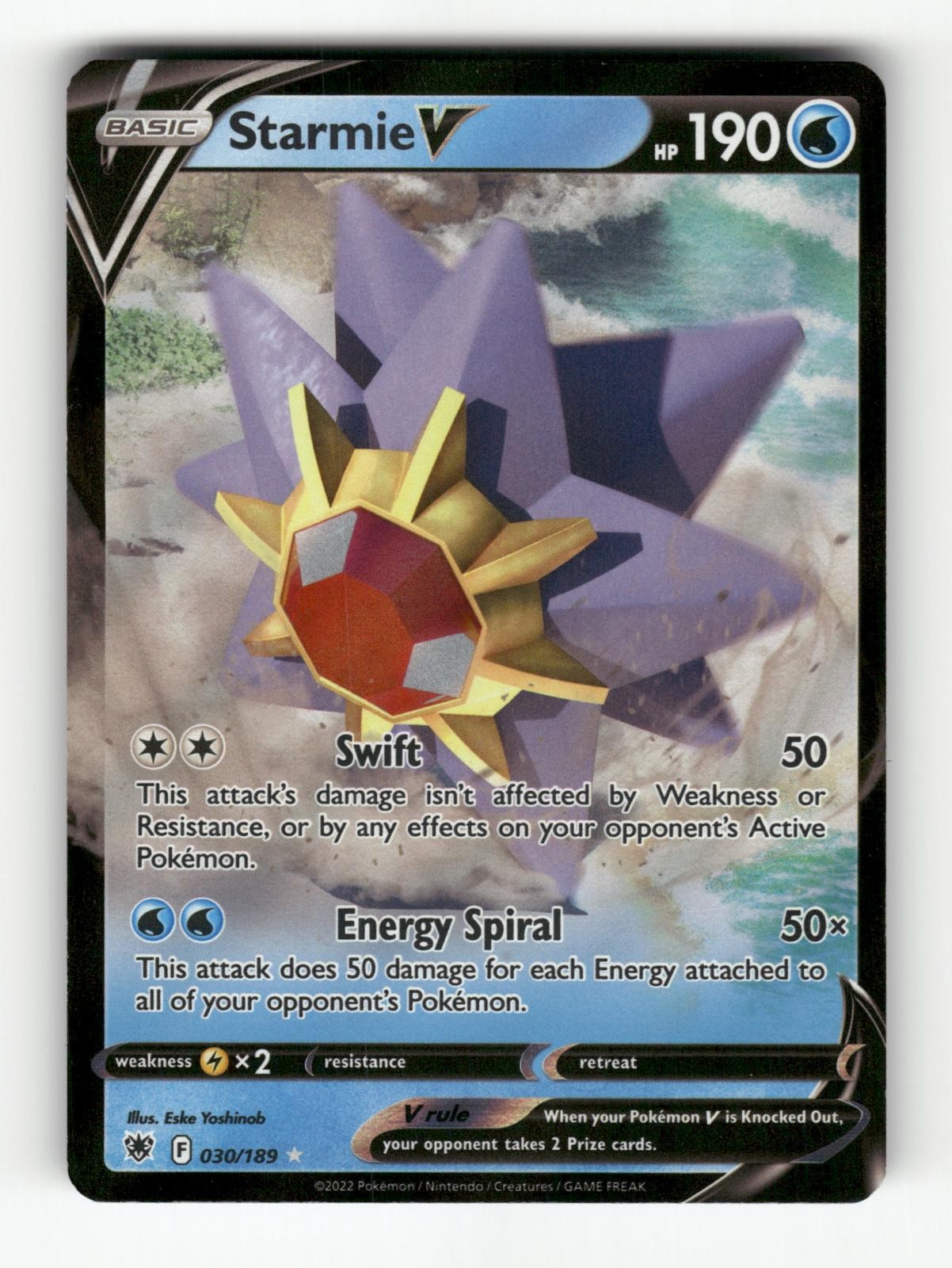 Starmie V 030/189 Holo V Rare Astral Radiance Pokemon MP Eske Yoshinob