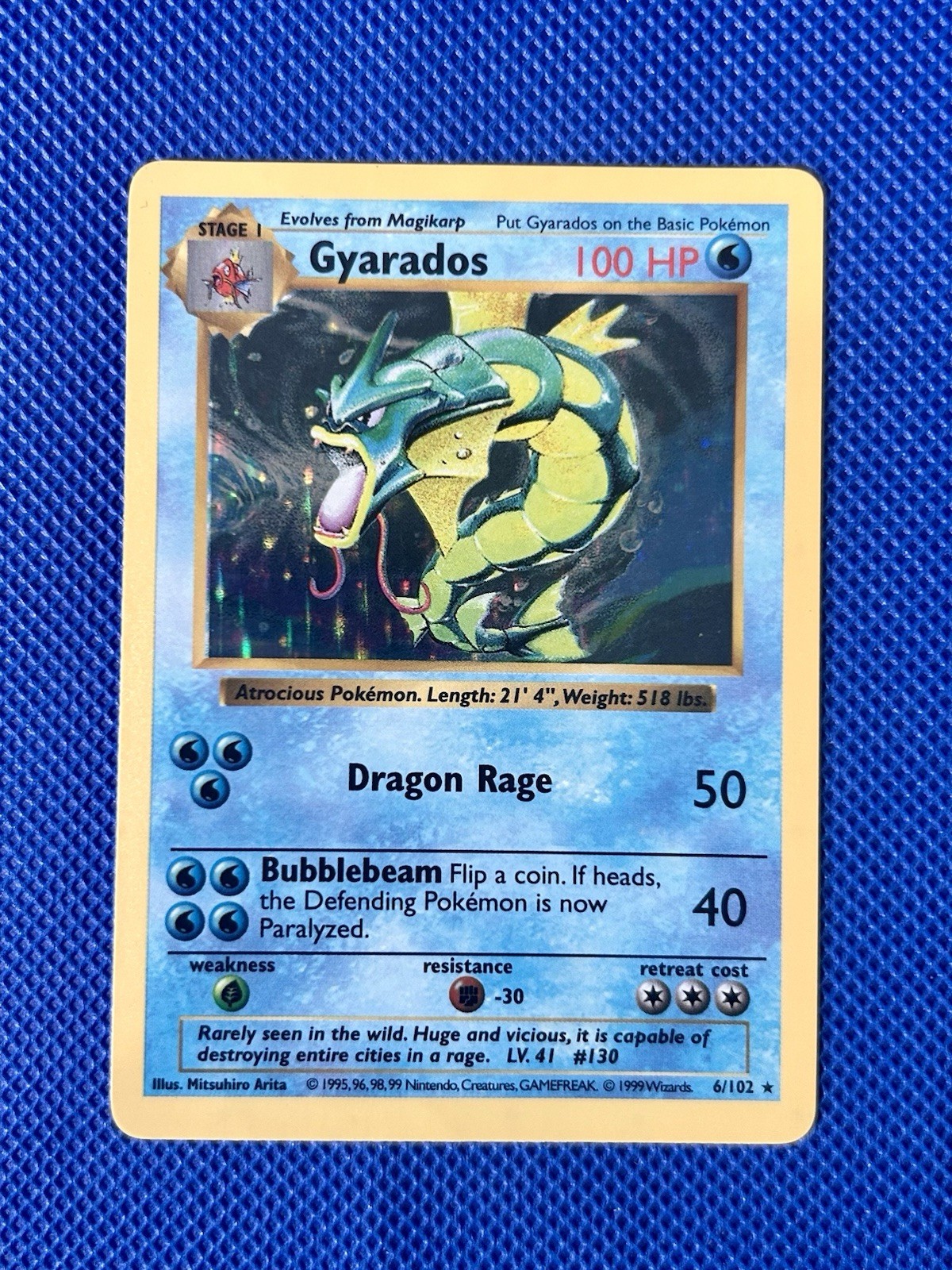 Gyarados 006/102 Base Set (Shadowless) Holo Pokemon Card TCG NM