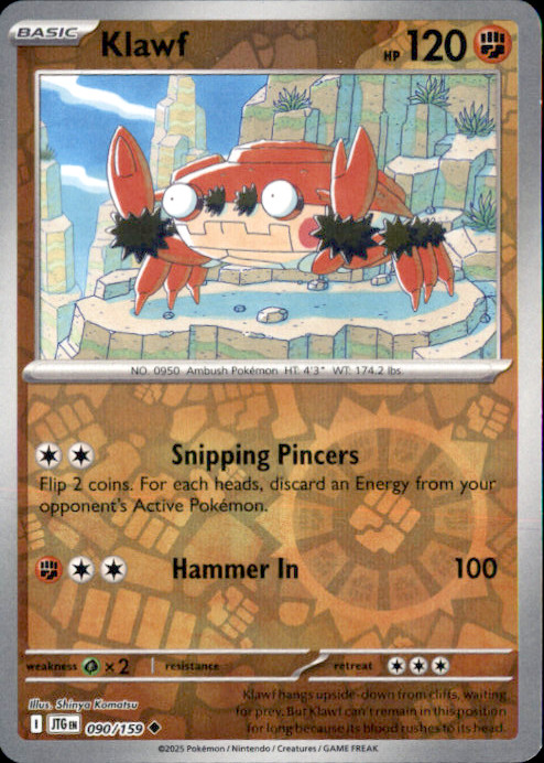 Klawf Reverse Holo Uncommon SV09: Journey Together 090/159 NM Shinya Komatsu 202