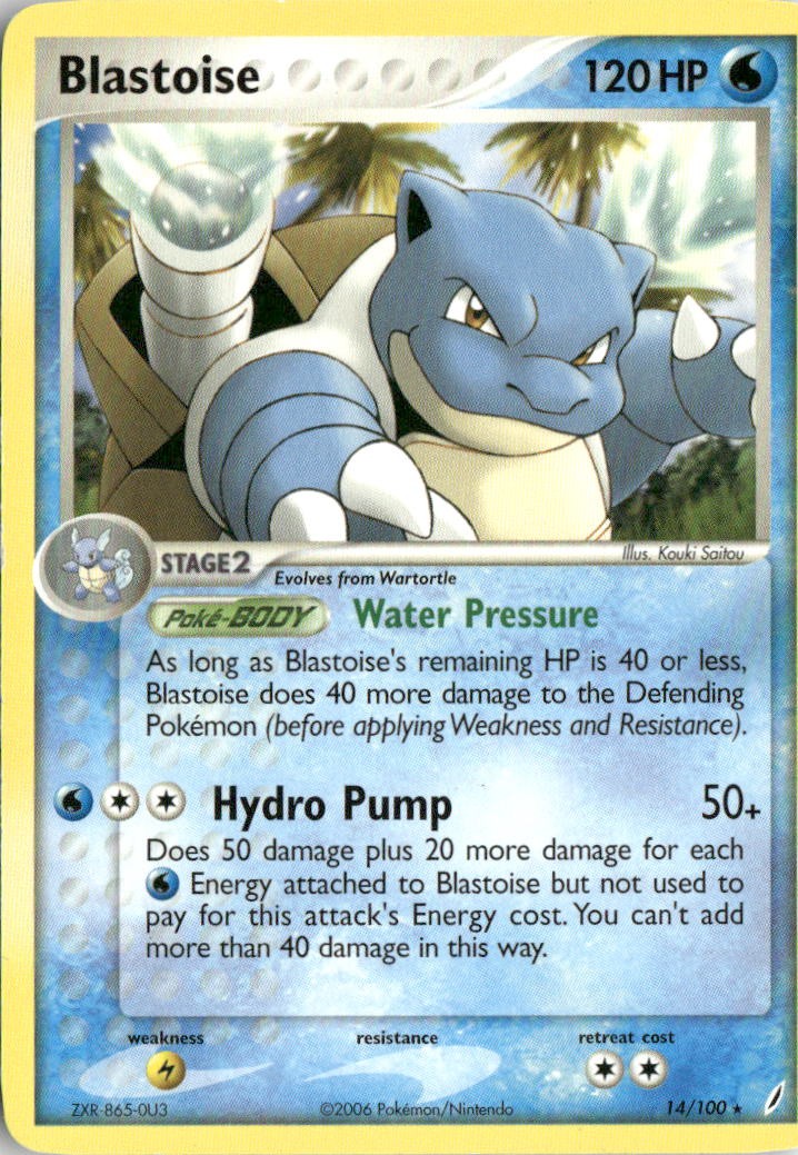 Pokemon Blastoise Rare Normal Crystal Guardians 2006 14/100 MP