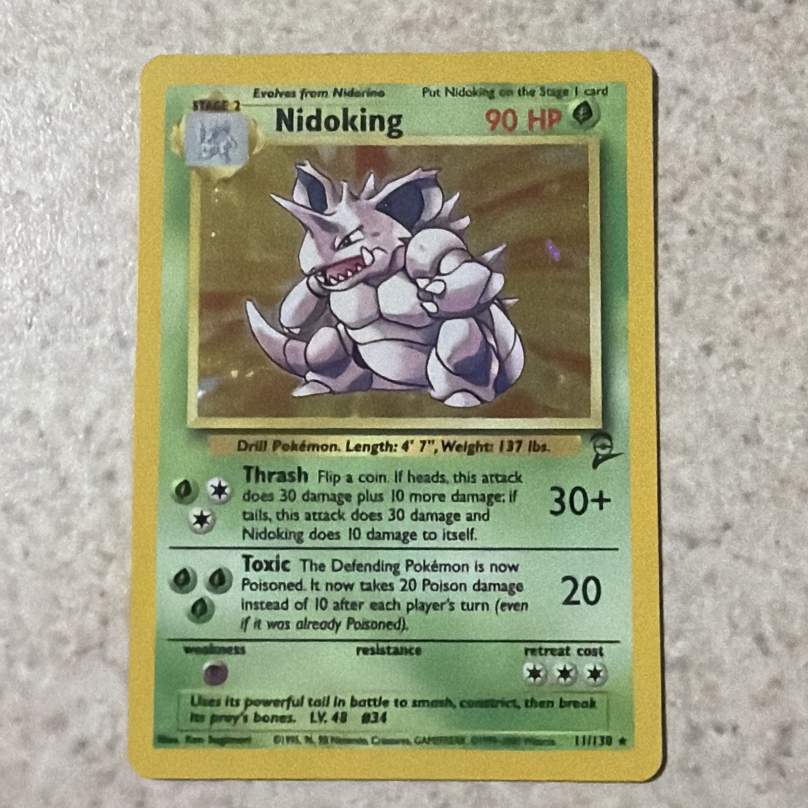 Pokemon Nidoking Holo 11/130 Base Set 2 Rare Holo WOTC Vintage 2000 MP