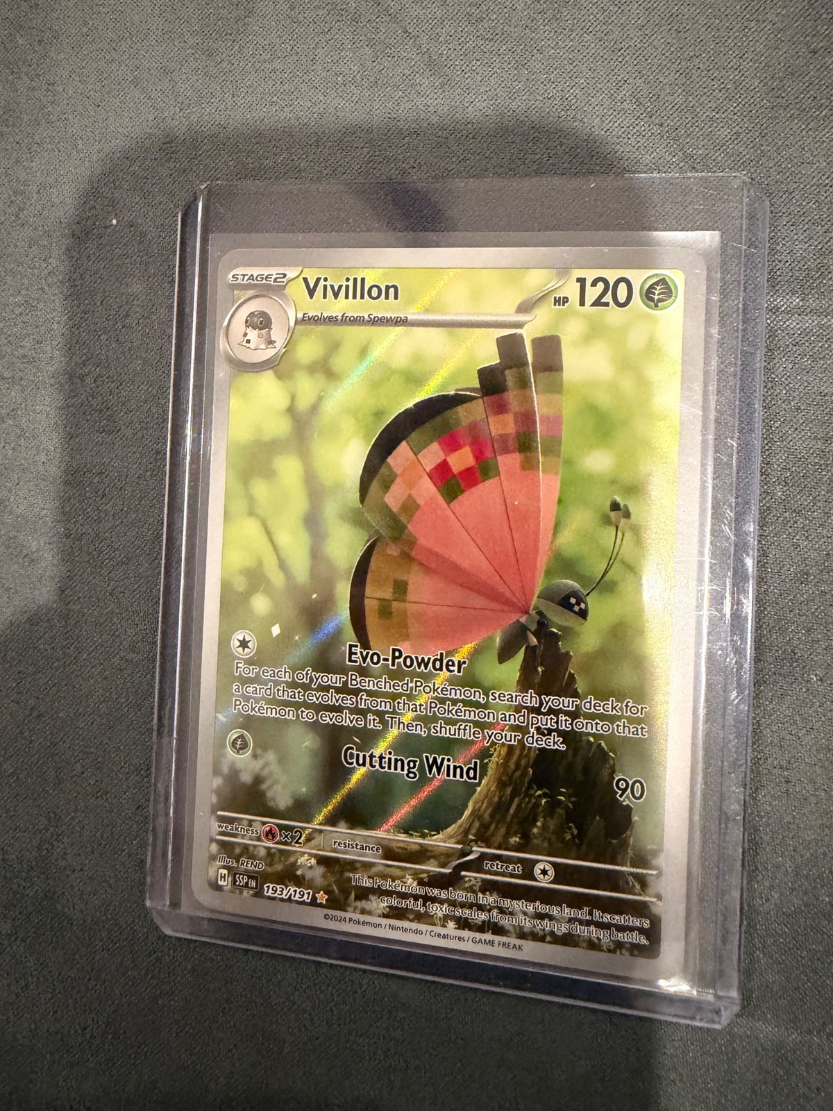 Pokemon TCG Vivillon – 193/191 Holo SV08: Surging Sparks Illustration Rare