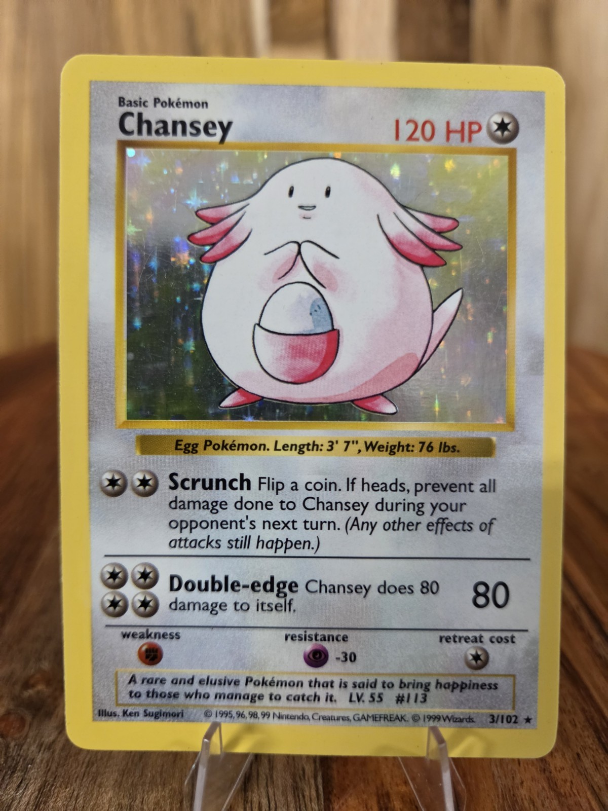 Chansey 3/102 Holo Shadowless Rare Pokemon