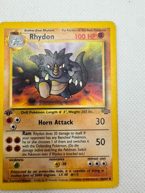 Vintage Pokémon TCG Rhydon 45/64 Jungle 1st Ed Regular Uncommon