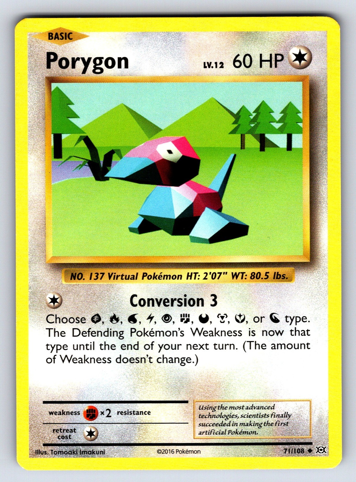 Porygon 71/108 Evolutions Uncommon Pokemon TCG Tomoaki Imakuni MP
