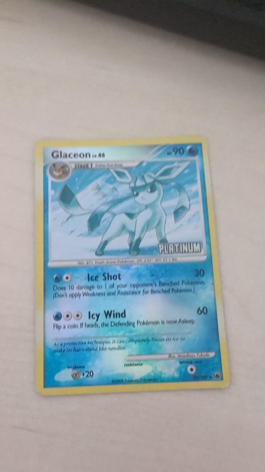 Glaceon – [Platinum] 20/100 Burger King Reverse Holo Heavily Played