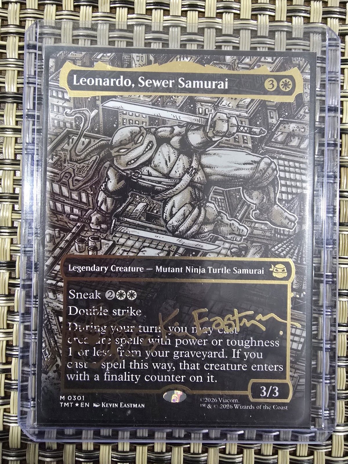 Leonardo, Sewer Samurai Borderless Gold-stamped Signature TMNT MTG 301