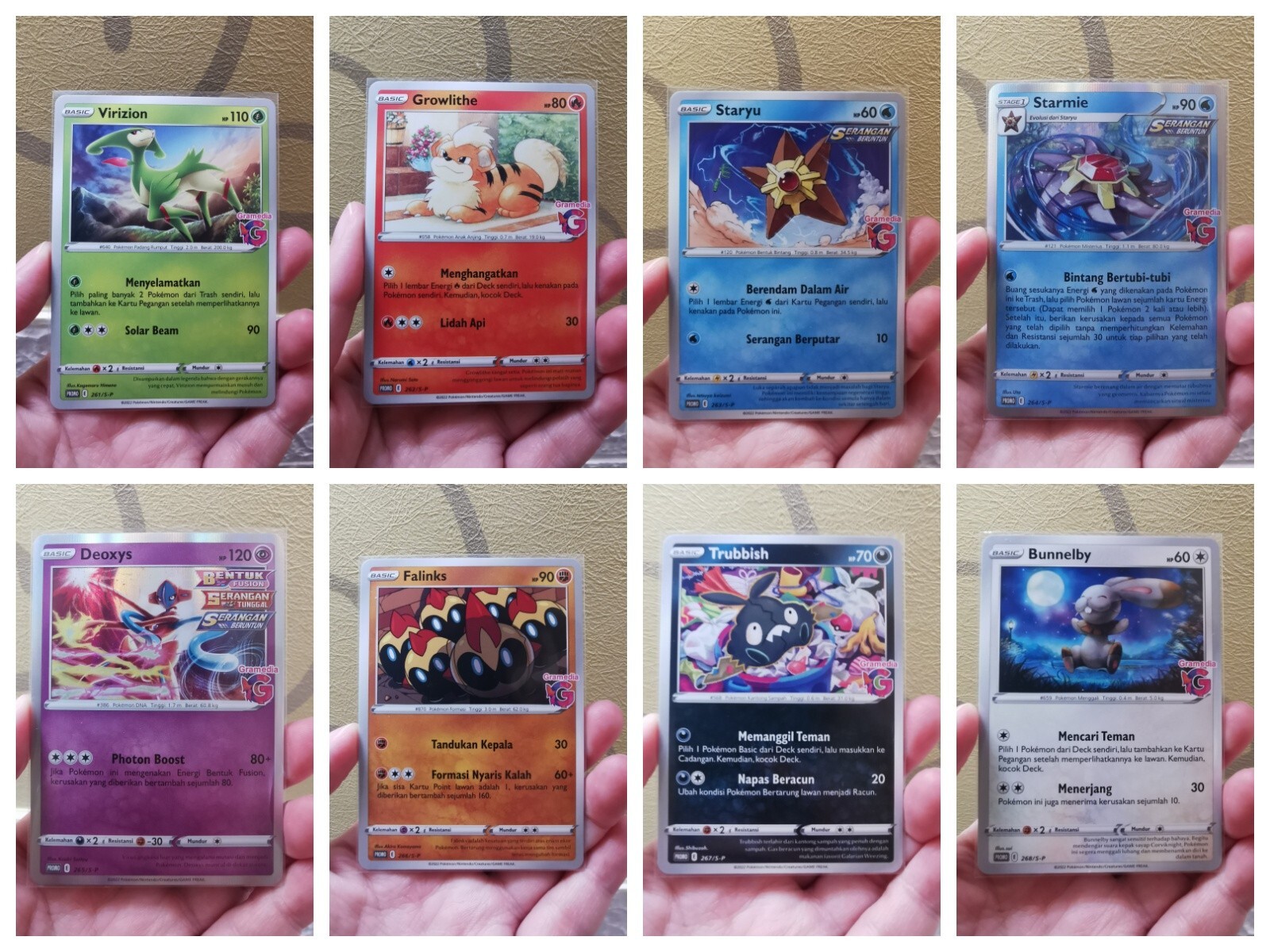 POKEMON GRAMEDIA RARE FULL SET OF 8 LIMITED EDITION CARDS TCG INDONESIA NM – M
