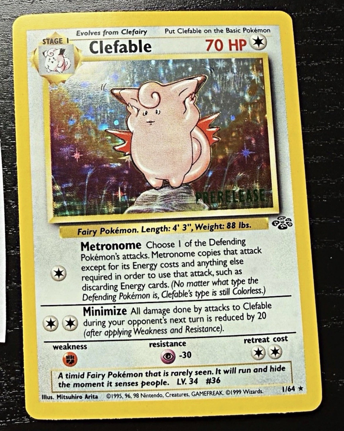 Clefable (Prerelease) 01/64 Wotc Promo Holo English Pokemon TCG 1999
