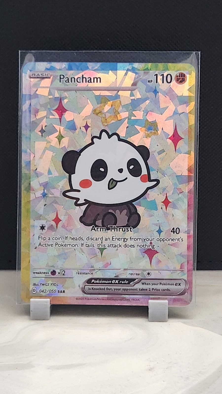 Pokemon Cracked Ice Holo Rainbow Boarder Cute Anime Pancham Card