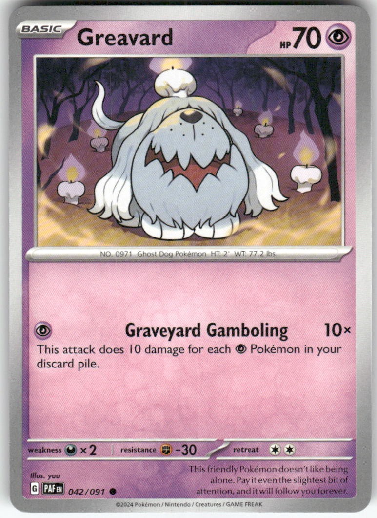 Greavard 042/091 Common Paldean Fates Pokemon Near Mint