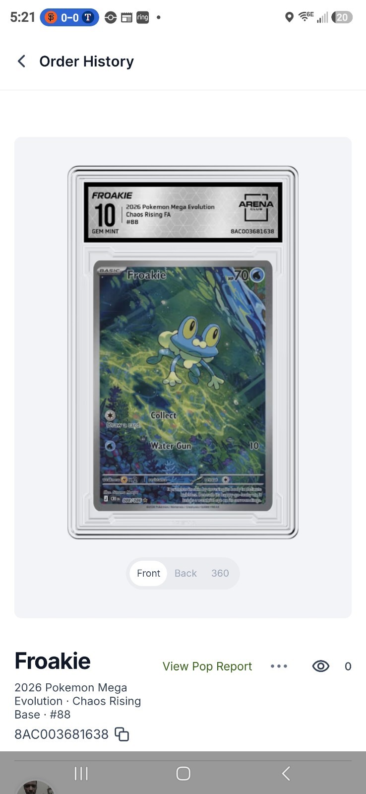 2026 POKEMON CRI EN-CHAOS RISING ILLUSTRATION RARE #088 FROAKIE PSA 10