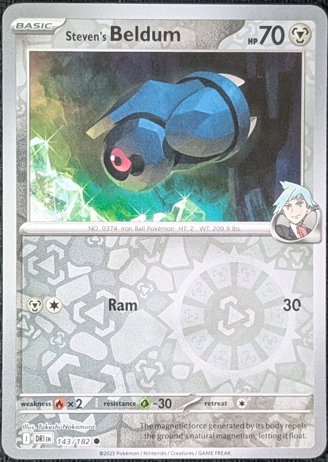 Steven’s Beldum 143/182 Sv10: Destined Rivals Reverse Holo Pokemon Card NM