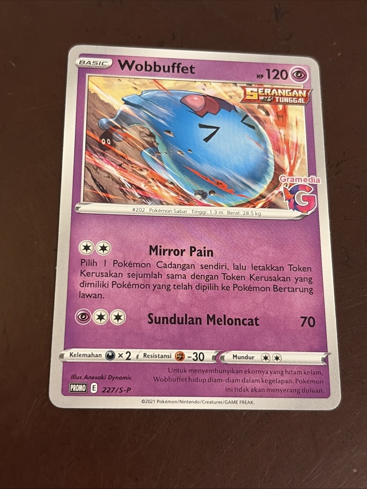 Pokemon TCG Indonesia Wobbuffet Gramedia Stamp Promo 227/S-P Minor Whitening