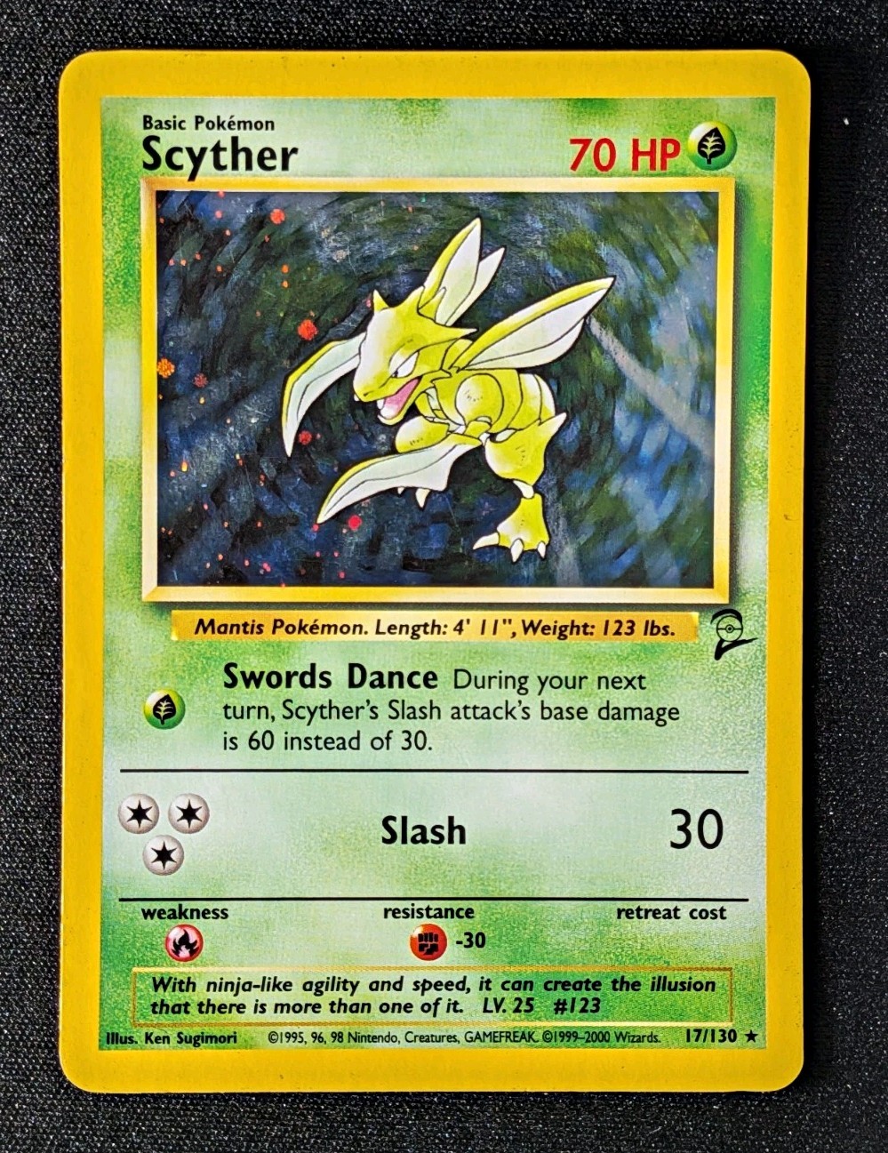 The Pokémon Company Pokemon TCG Scyther Holo Rare Base Set 2 017/130 Eng HP 70