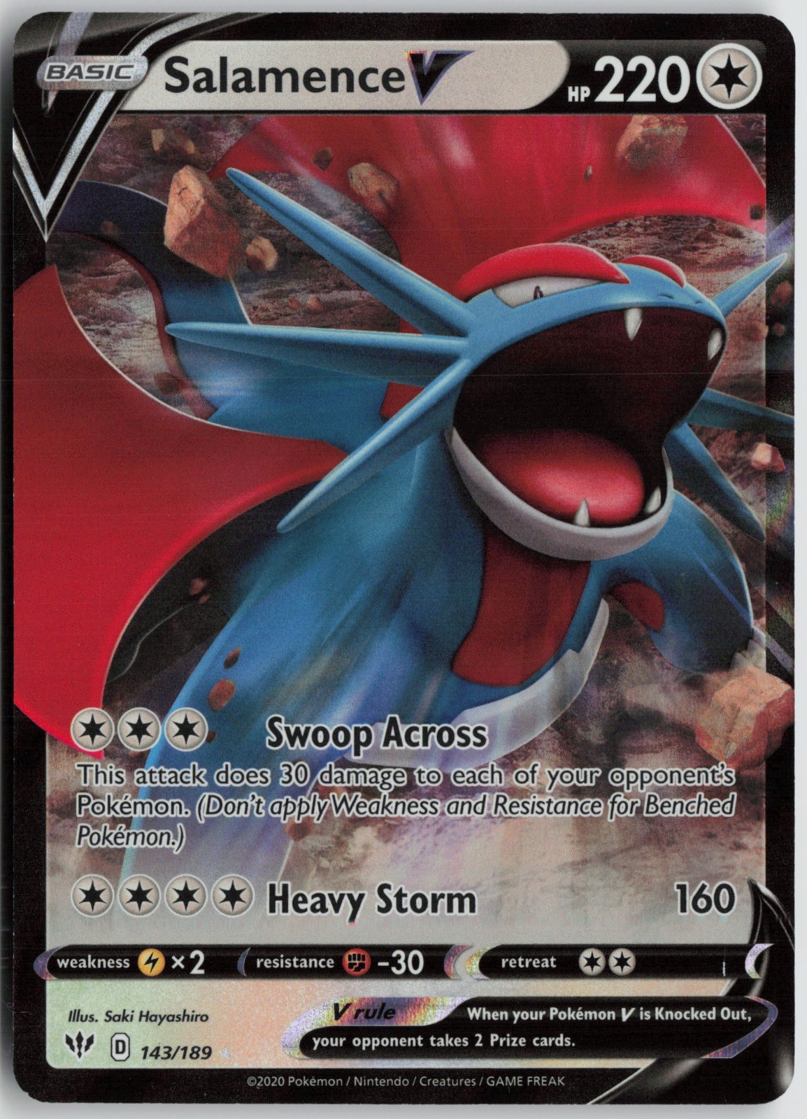 Salamence V Ultra Rare Holo SWSH03: Darkness Ablaze 143/189 NM Saki Hayashiro