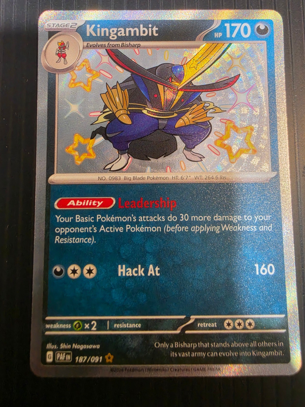 Kingambit Holo Shiny Rare SV: Paldean Fates 187/091 NM