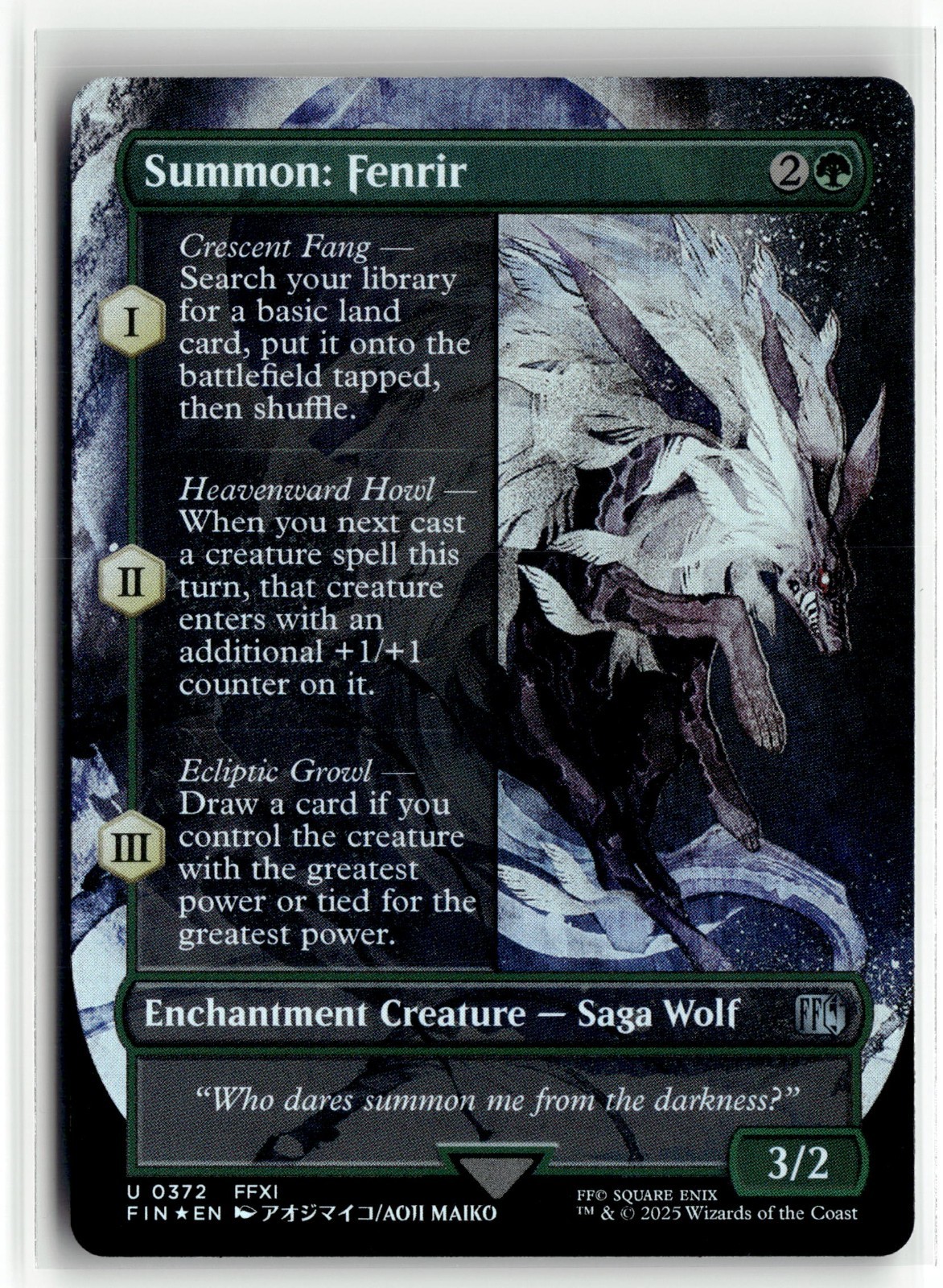 Summon Fenrir 0372 Borderless Final Fantasy FF MTG Magic Card NM (Foil)