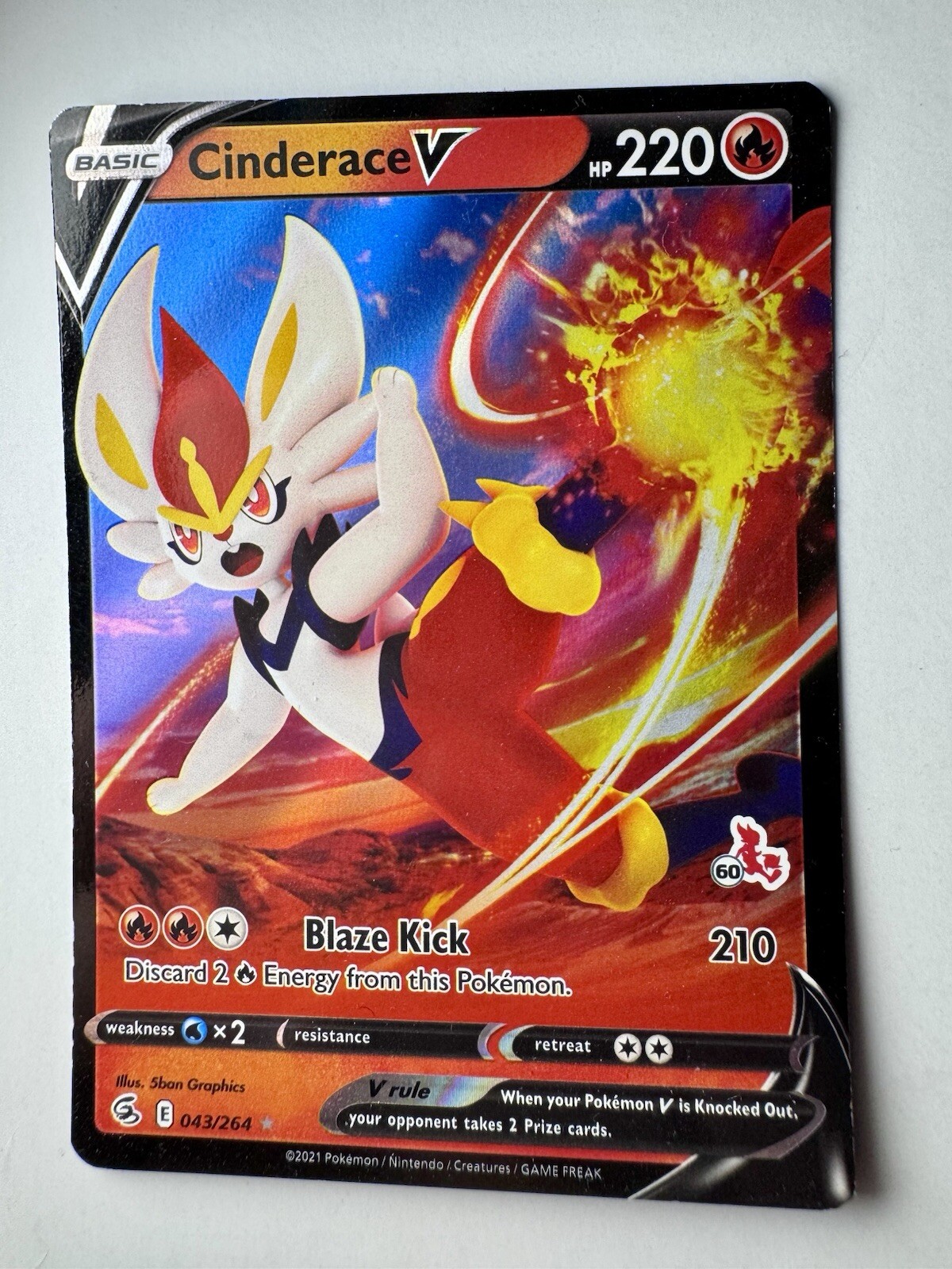 Battle Academy 2022 #043/264 Cinderace V (#60 Cinderace Stamped) Pokemon