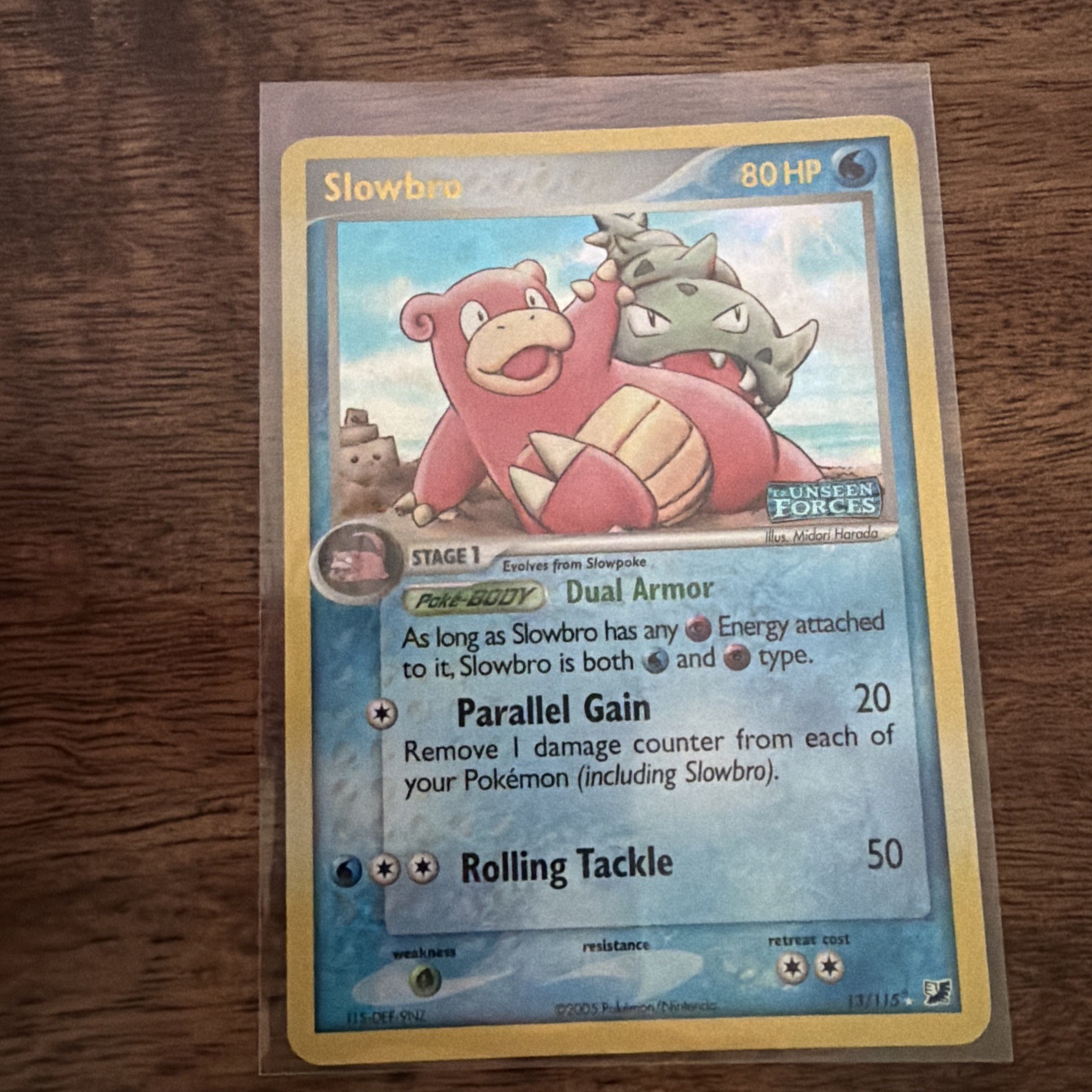 Pokemon TCG Slowbro 13/115 Unseen Forces STAMPED Reverse Holo Card