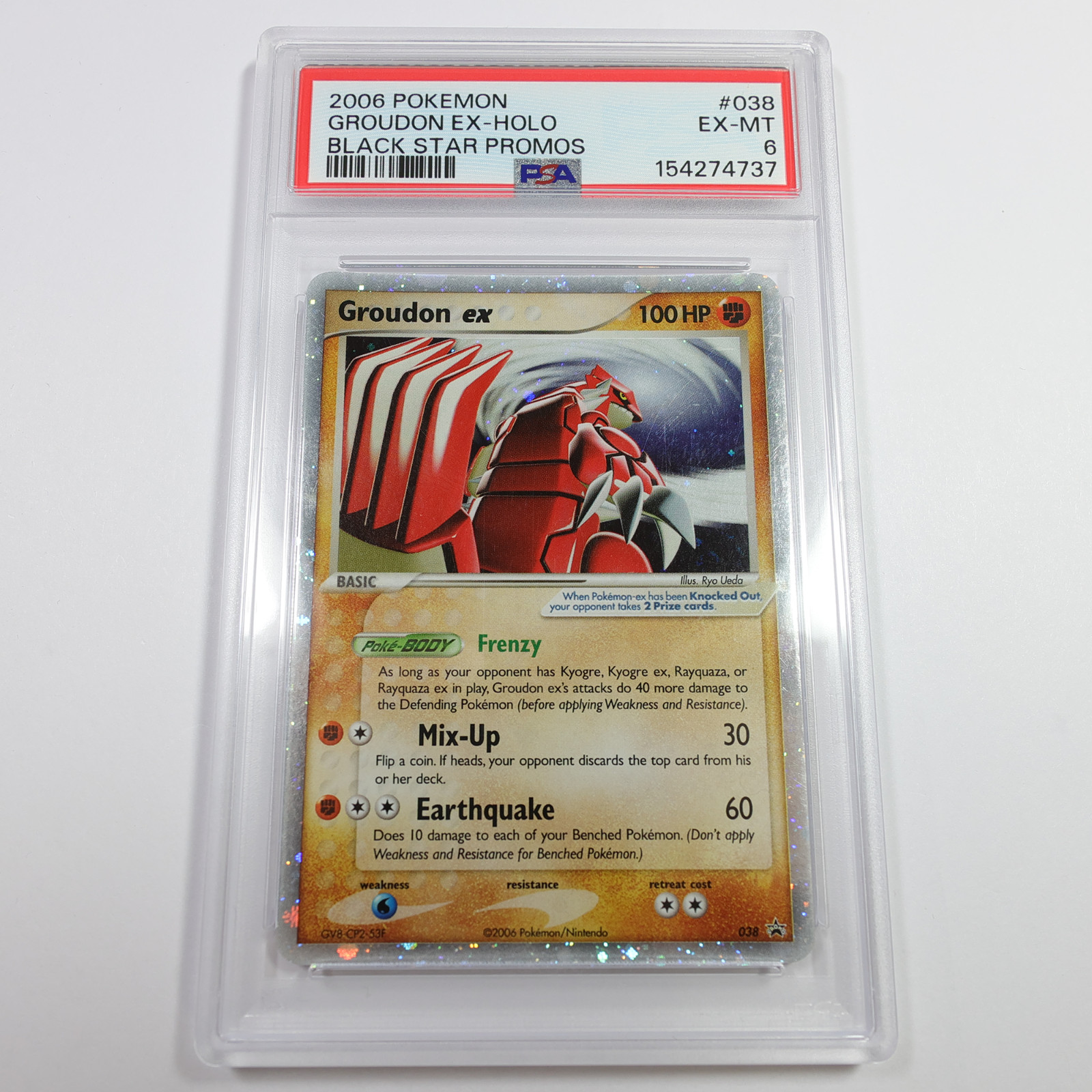 2006 PSA EX MT 6 Pokemon Black Star Promo 038 Groudon ex Holo Swirl Card #61446B