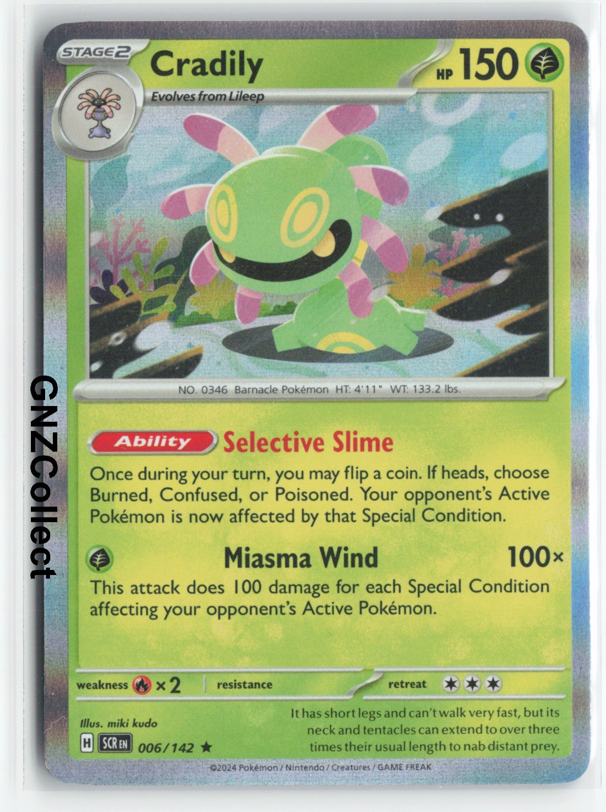 006/142 Cradily Holo Rare SV07: Stellar Crown SCR Grass NM