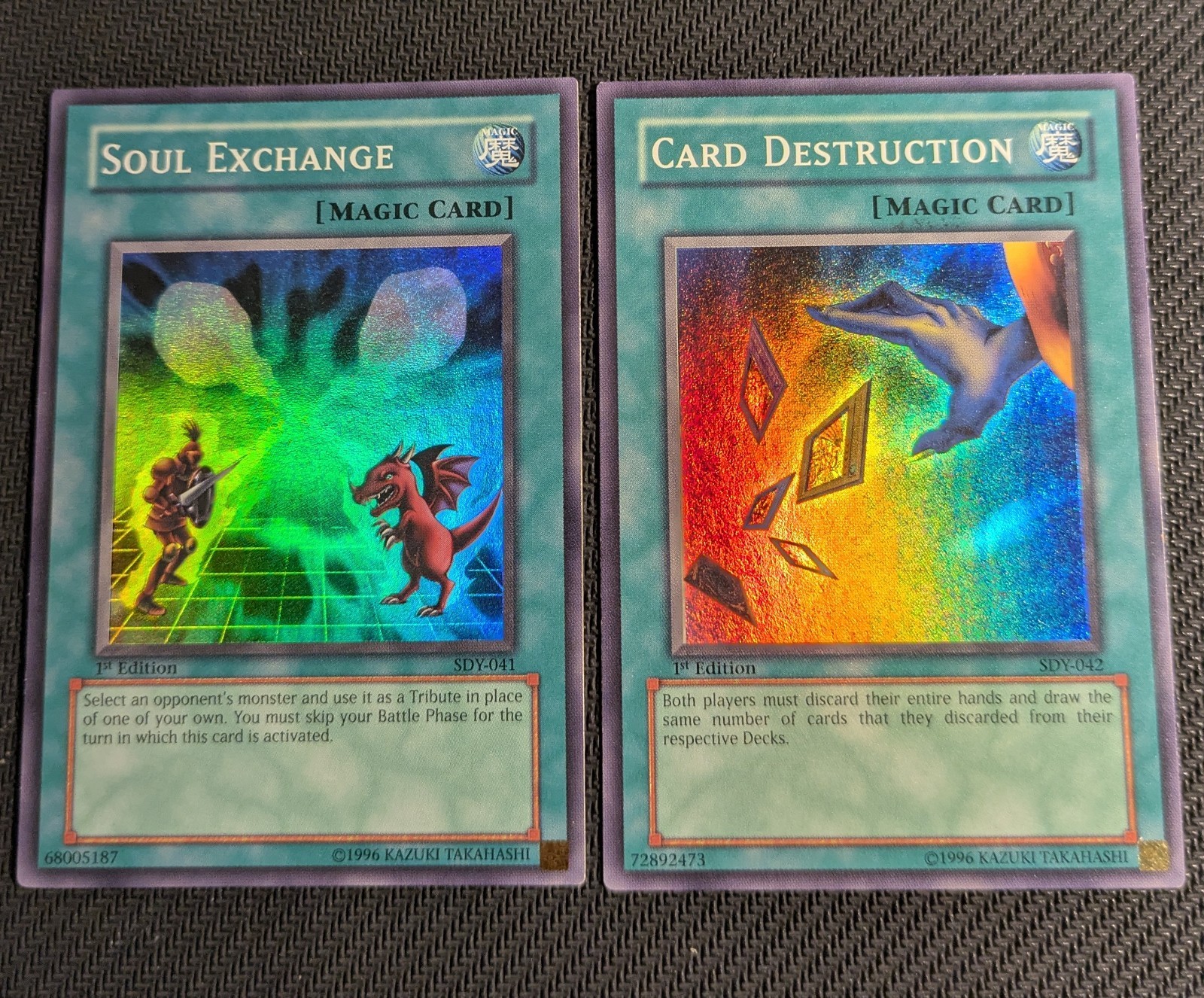 Yugioh Card Destruction/Soul Exchange SDY-041 SDY-042 1st Super Set USA LP!