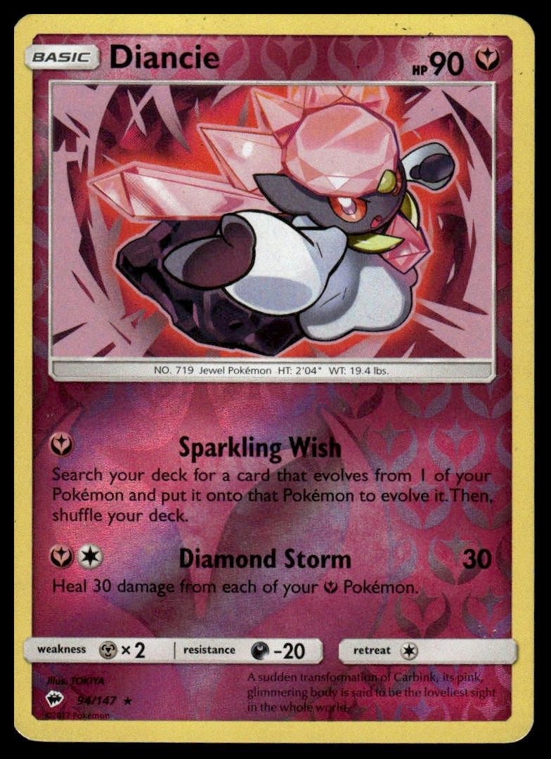 Diancie Reverse Holo Holo Rare SM – Burning Shadows 94/147 MP
