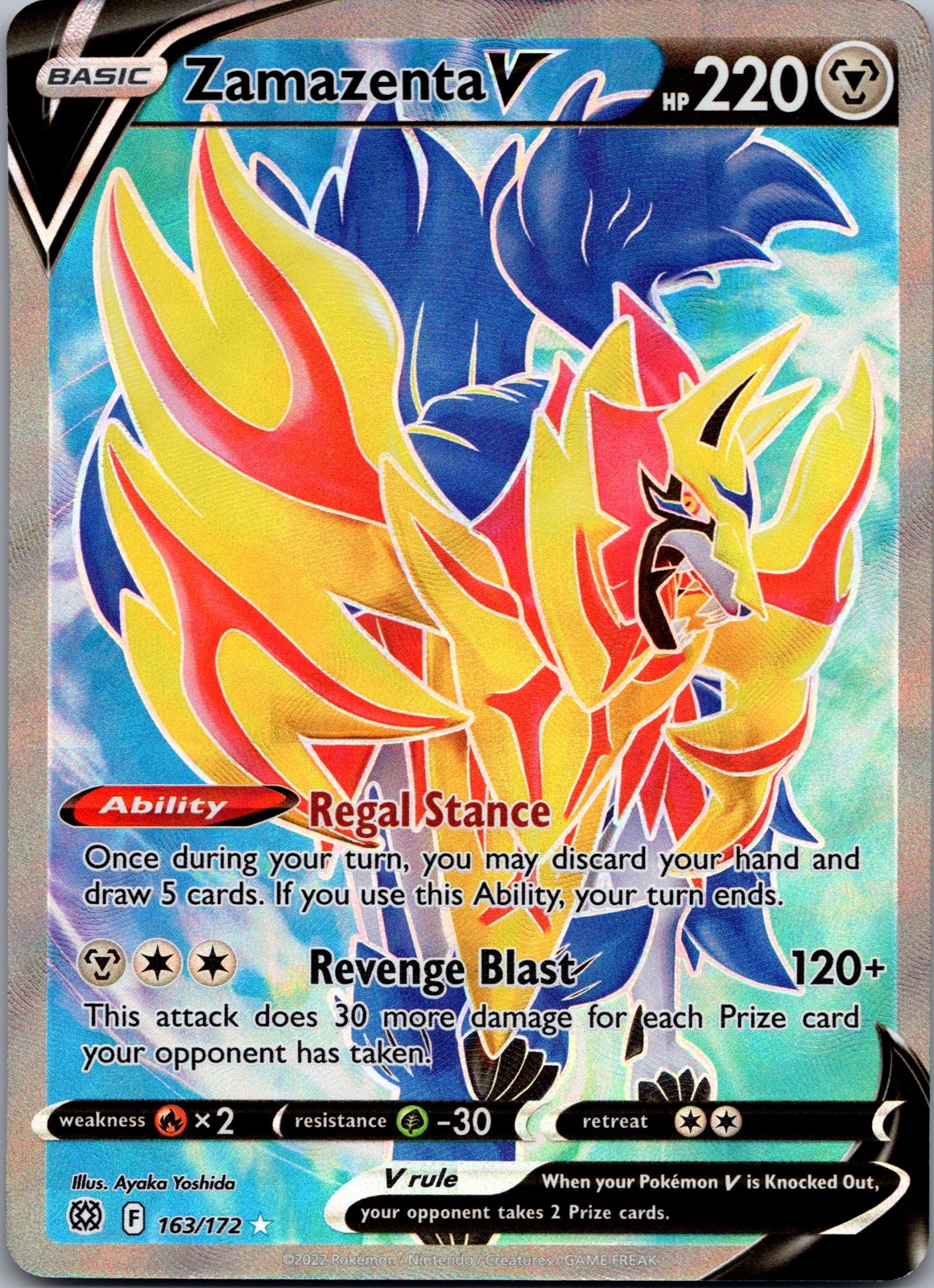 Zamazenta V (Full Art) Holo Ultra Rare SWSH09: Brilliant Stars 163/172 NM