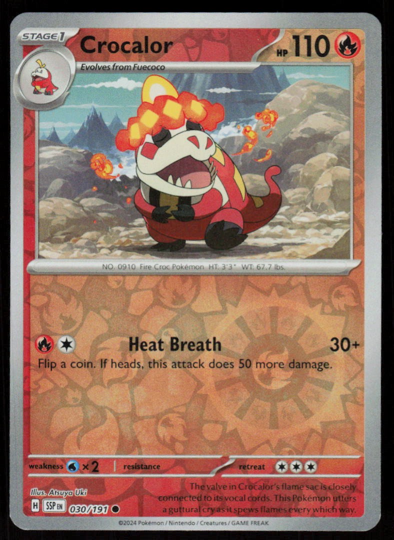 Crocalor 030/191 Common Surging Sparks Pokemon Reverse Holo Near Mint