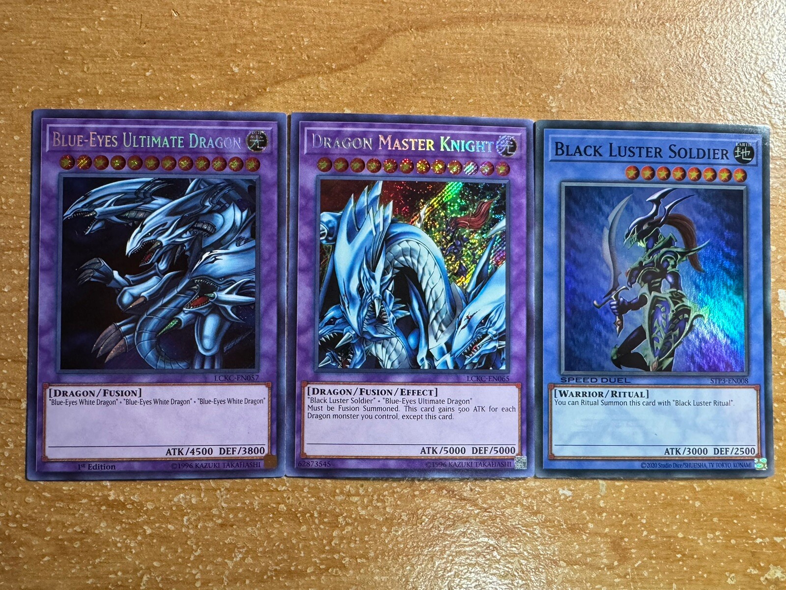 🔥 Yugioh ALL 3: Dragon Master Knight & Blue-Eyes Ultimate & Black Luster HOLO