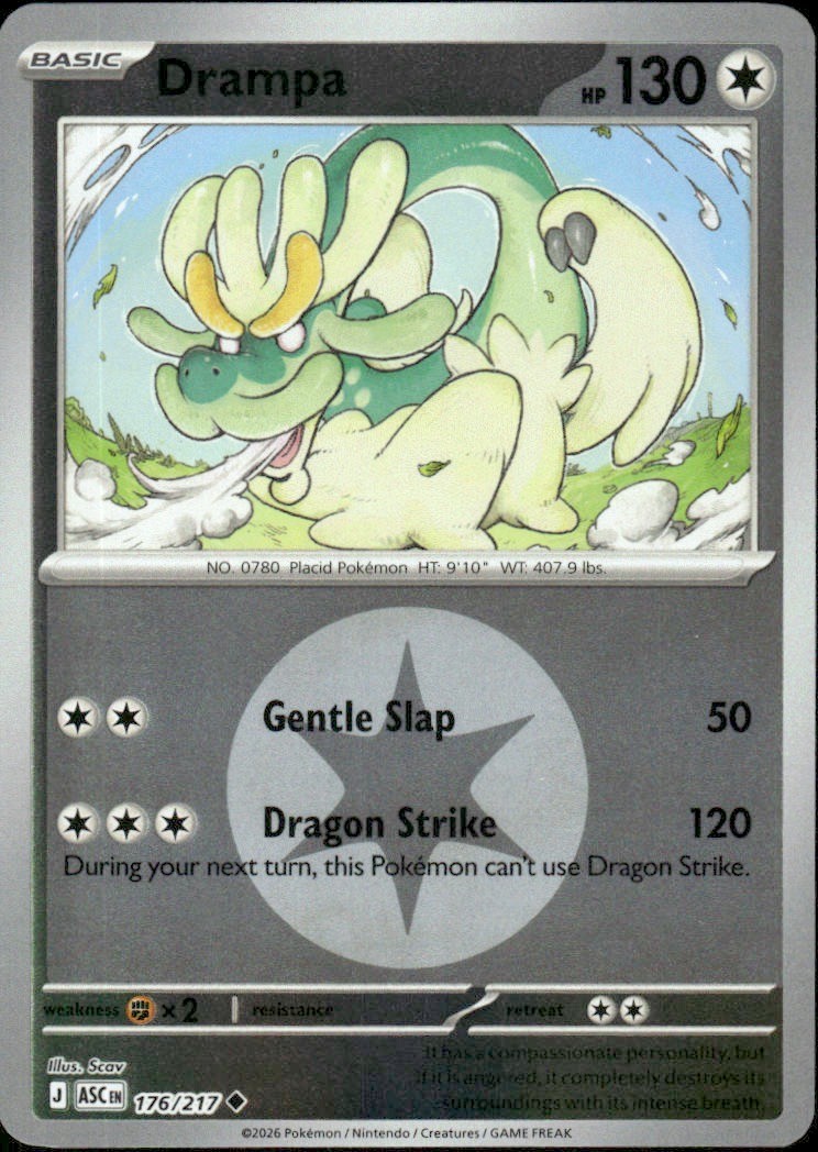 DRAMPA (ENERGY SYMBOL PATTERN) 176/217 ASCENDED HEROES REVERSE HOLO POKEMON SCAV
