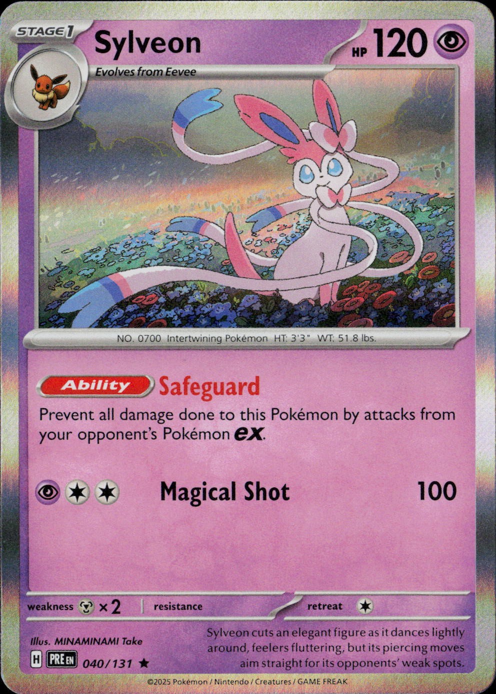 Sylveon PRE SV: Prismatic Evolutions #040/131 Rare Holo NM