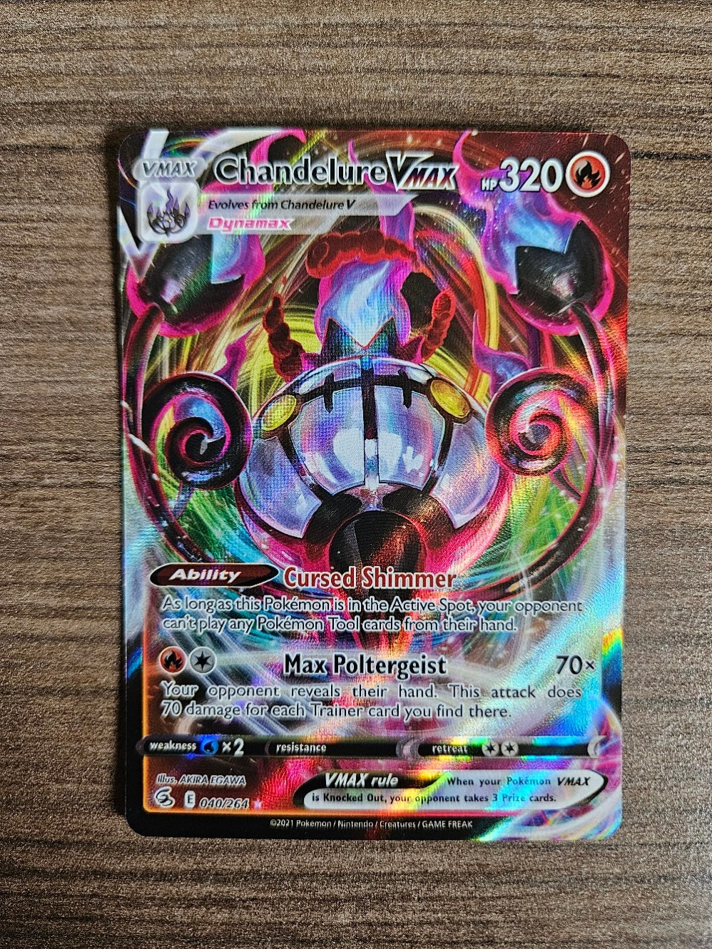 Chandelure VMAX 040/264 Swsh08: Fusion Strike Holo Near Mint