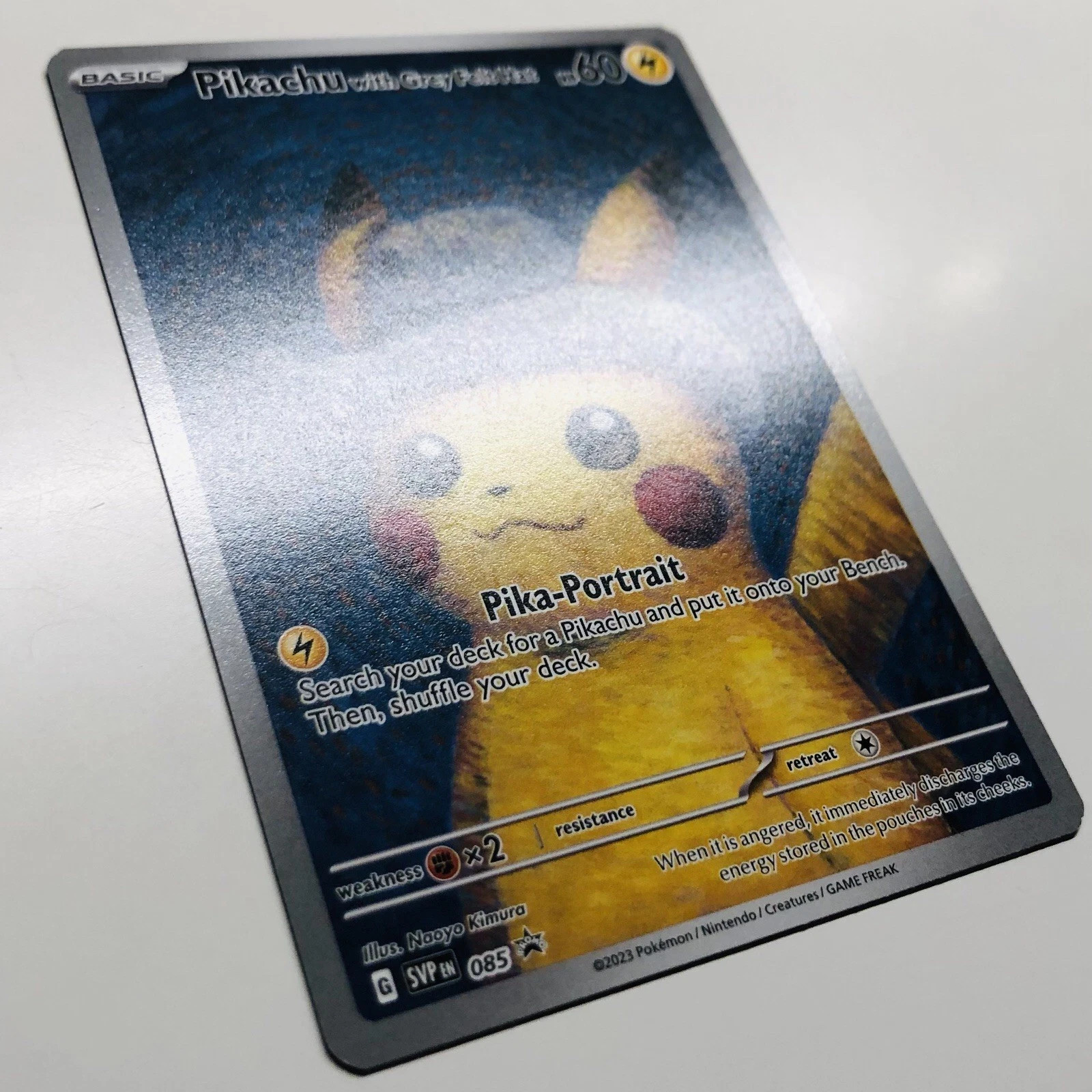 2023 Van Gogh Promo Pikachu SVP085 Grey Felt Hat English Pokemon Card