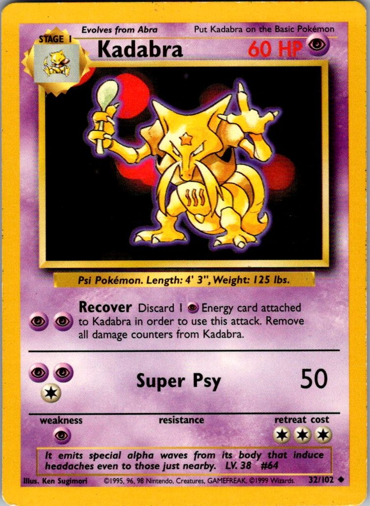Kadabra Uncommon Base Set 032/102 MP