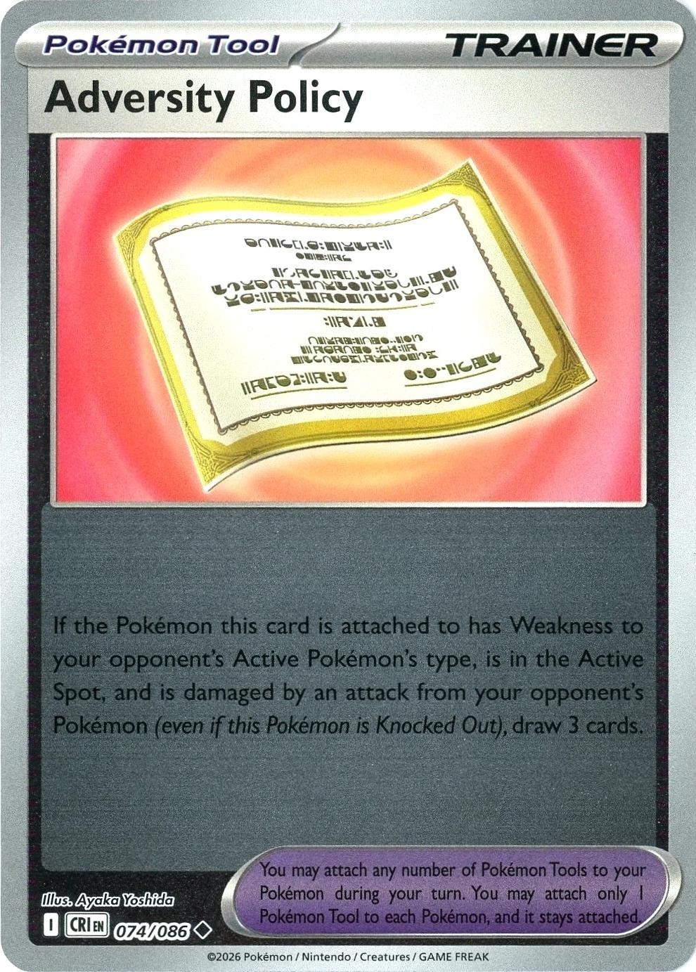 Adversity Policy – 074/086 – Reverse Holo – Pokemon Chaos Rising